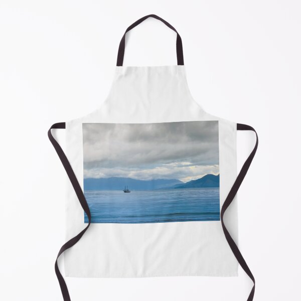 Item preview, Lonely Sailboat in Blue Mist Mountains Ocean designed and sold by agathamourao.