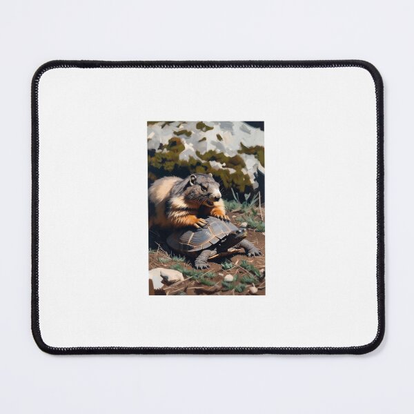 Item preview, Marmot Riding a Turtle - Funny Slow Ride Animal Art designed and sold by AnotherMarmot.