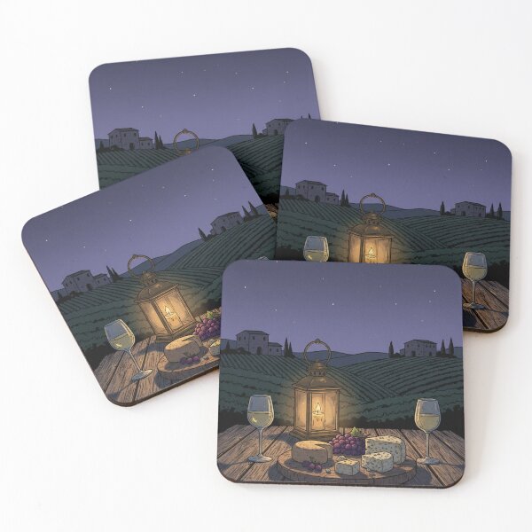 Item preview, Table in a Vineyard at Sunset – Romantic Scene designed and sold by HeyHas.