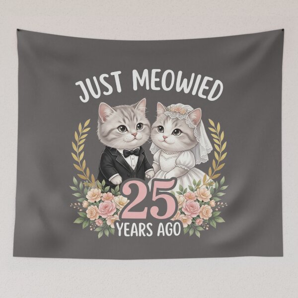 Item preview, Just Meowied 25 Years Anniversary Cat Lovers Cute Wedding Couple Cats Silver Anniversary Design designed and sold by ANTHAR.