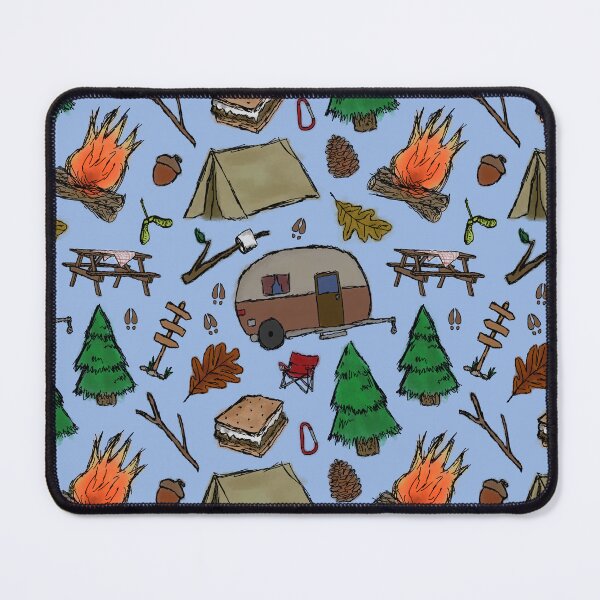Item preview, Camping Pattern - Watercolor Blue designed and sold by SelenaElleen.
