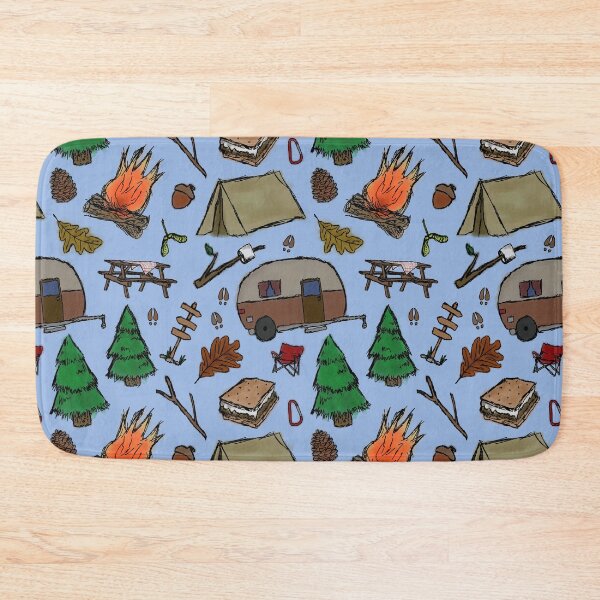 Item preview, Camping Pattern - Watercolor Blue designed and sold by SelenaElleen.