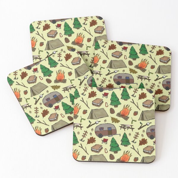 Item preview, Camping Pattern - Watercolor Yellow designed and sold by SelenaElleen.