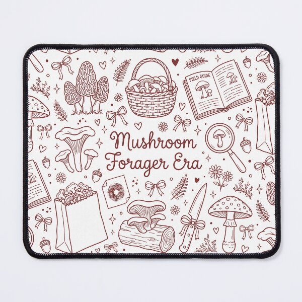 Item preview, Mushroom Forager Era Doodle Collage Burgundy - Cottagecore Nature Lover Aesthetic designed and sold by BVDigitalArt.
