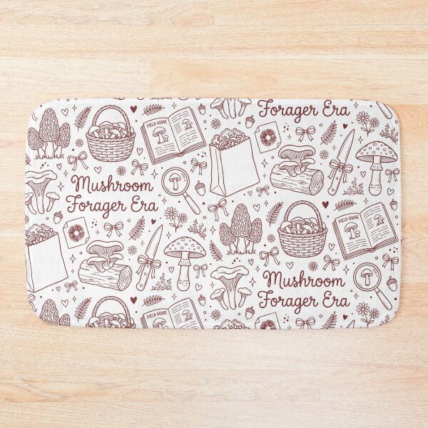 Item preview, Mushroom Forager Era Doodle Collage Burgundy - Cottagecore Nature Lover Aesthetic designed and sold by BVDigitalArt.
