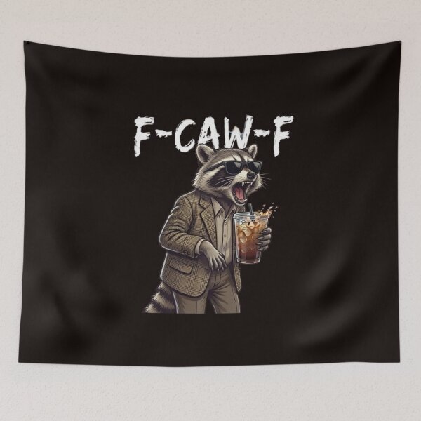 Item preview, Vintage Raccoon F-Caw-F Coffee Drinker Sarcastic Humor designed and sold by randomslife.