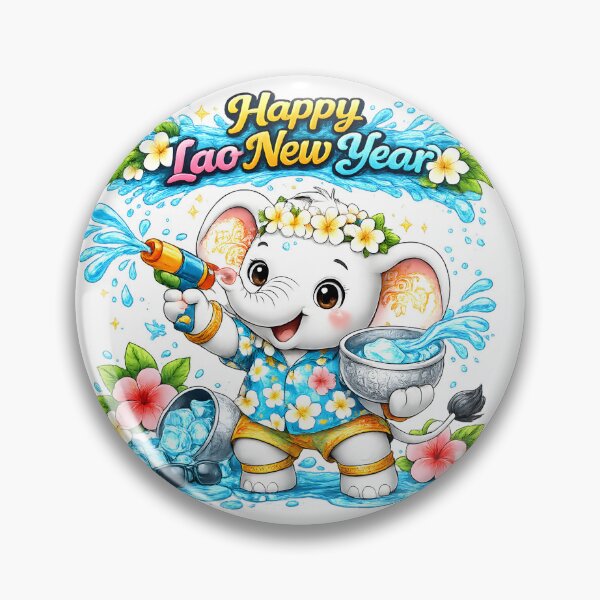 Item preview, Pi Mai Lao Cute White Elephant Water Festival Shirt designed and sold by AC Artwear.