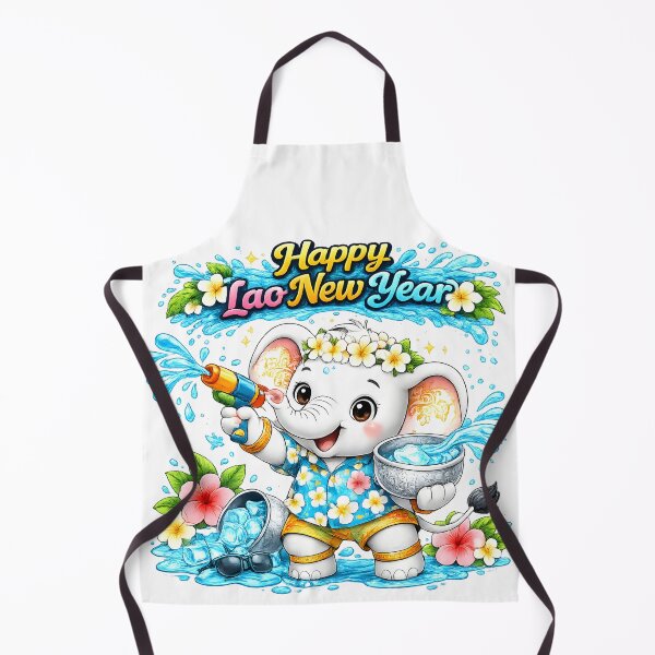 Item preview, Pi Mai Lao Cute White Elephant Water Festival Shirt designed and sold by AC Artwear.
