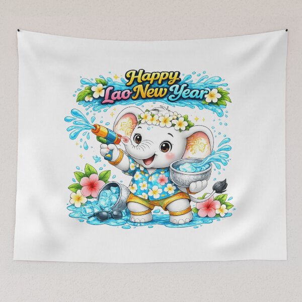 Item preview, Pi Mai Lao Cute White Elephant Water Festival Shirt designed and sold by AC Artwear.