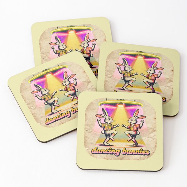 Item preview, Dancing Bunnies – Neon Retro Disco Rabbits designed and sold by KSz2026.