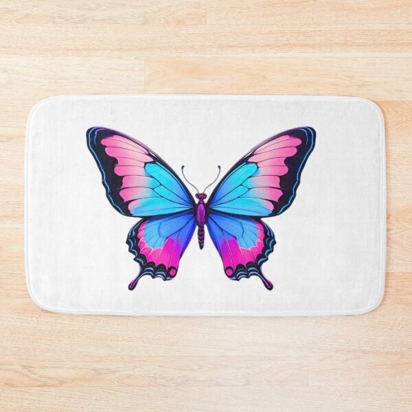 Artikelvorschau, Elektrisch blauer und pinkfarbener Schmetterling – Symmetrische, lebendige Kunst entworfen und verkauft von Good Vibes .