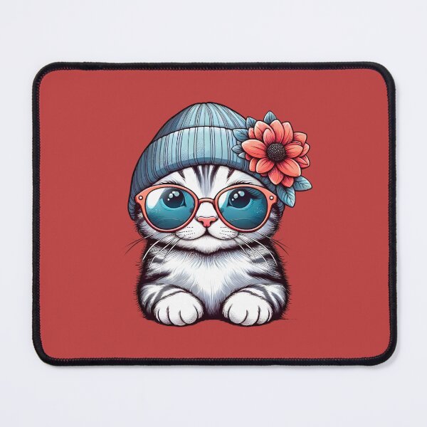 Item preview, Hipster Kitten in Beanie & Sunglasses - Whimsical Cat Art designed and sold by Good Vibes .
