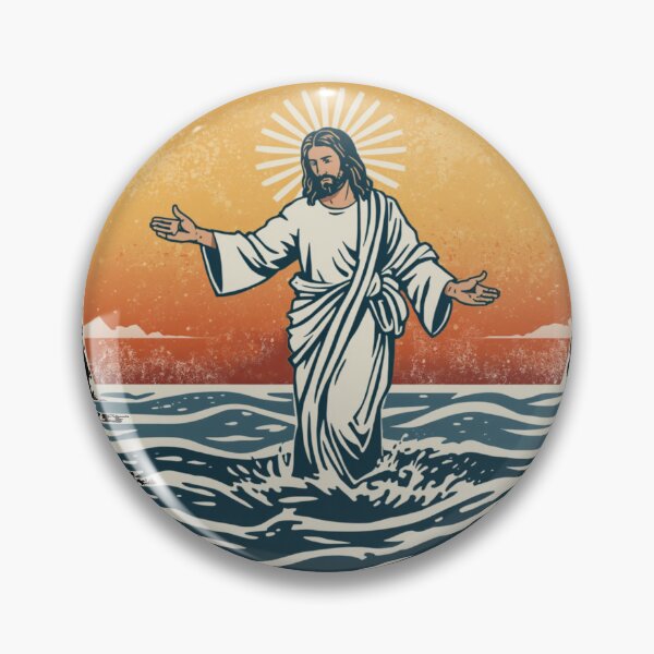 Item preview, Jesus walking on the Water Sun and Waves Japanese Art Style designed and sold by Cre8andRecre8.