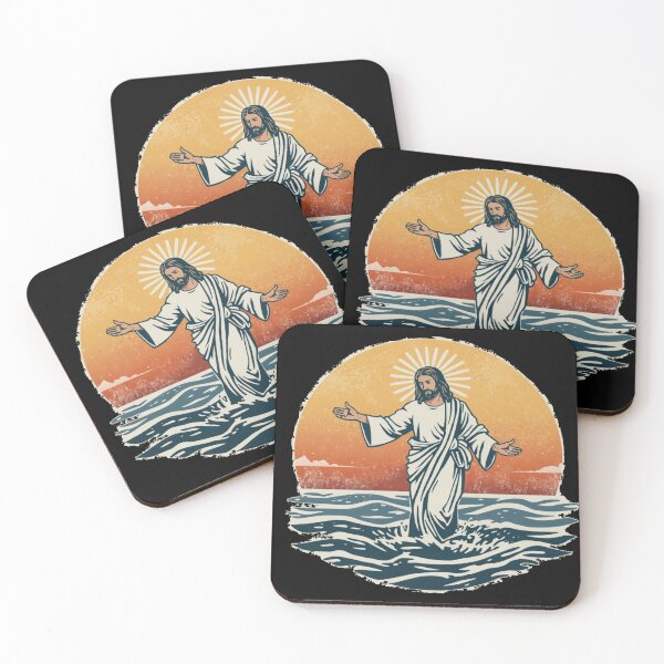 Item preview, Jesus walking on the Water Sun and Waves Japanese Art Style designed and sold by Cre8andRecre8.