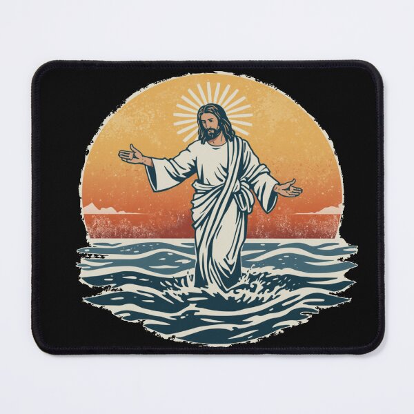 Item preview, Jesus walking on the Water Sun and Waves Japanese Art Style designed and sold by Cre8andRecre8.