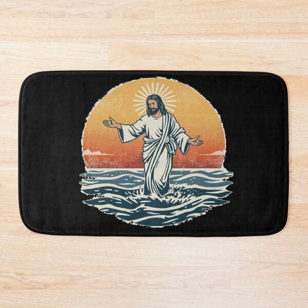 Item preview, Jesus walking on the Water Sun and Waves Japanese Art Style designed and sold by Cre8andRecre8.
