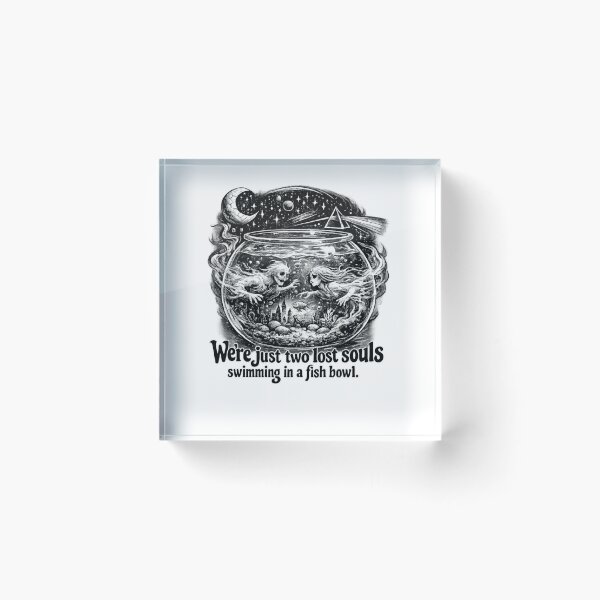 Item preview, Two Lost Souls Swimming in a Fish Bowl – Psychedelic Rock Art Print, Wish You Were Here Inspired, Vintage 70s Aesthetic, Surreal Music Illustration designed and sold by Donsean22.