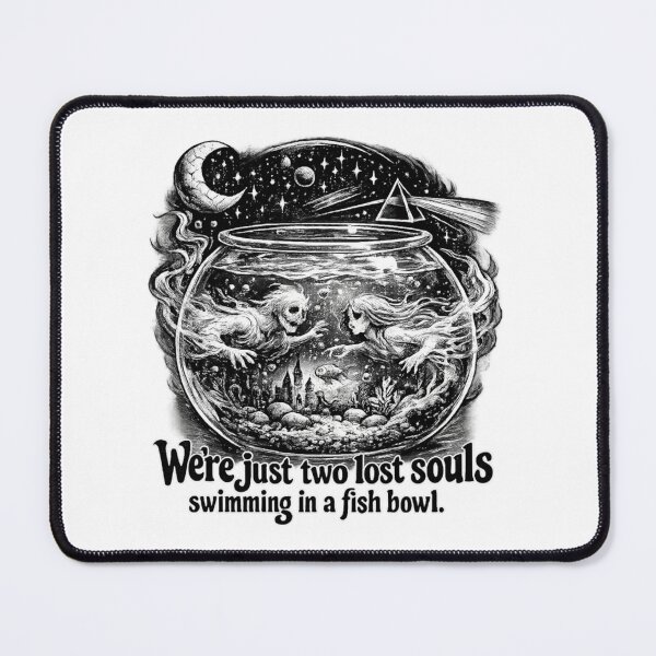 Item preview, Two Lost Souls Swimming in a Fish Bowl – Psychedelic Rock Art Print, Wish You Were Here Inspired, Vintage 70s Aesthetic, Surreal Music Illustration designed and sold by Donsean22.