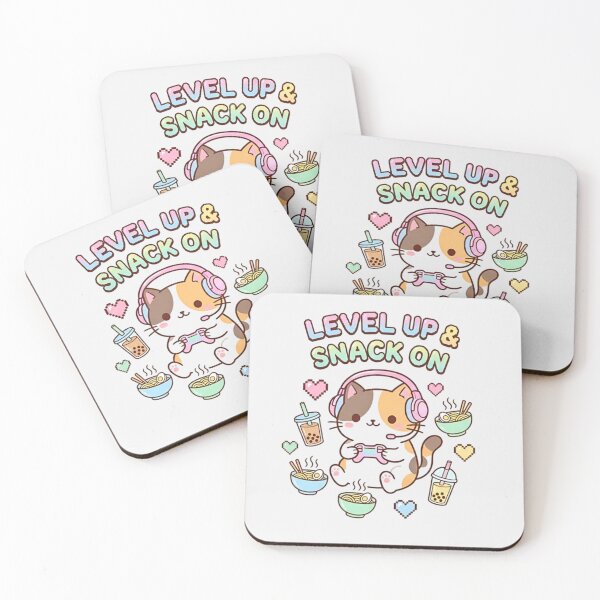 Item preview, Level Up & Snack On – Cute Gamer Cat with Asian Snacks designed and sold by Good Vibes .