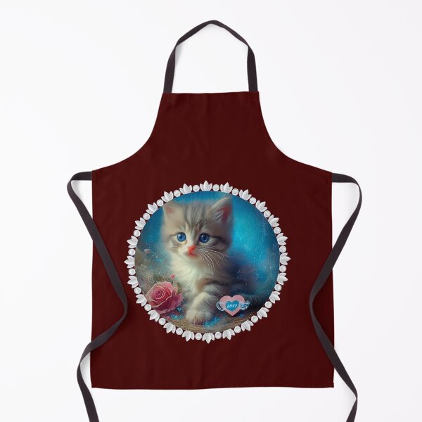 Item preview, Cute Magical Kitten Portrait with Roses/Adorable Blue Glow Kitten Art for Cat Lovers designed and sold by Good Vibes .