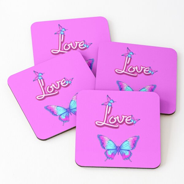 Item preview, Neon Love Text – Pink Blue Butterfly 3D Cursive designed and sold by Good Vibes .
