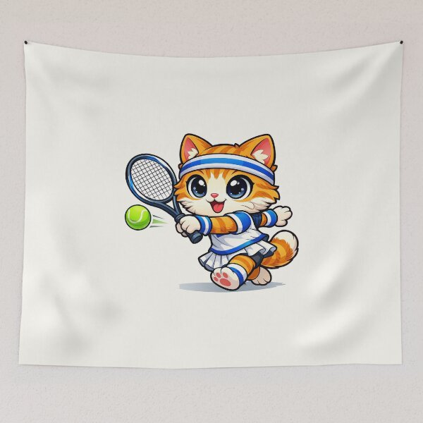 Item preview, Gato jugador de tenis designed and sold by HoopeStylee.