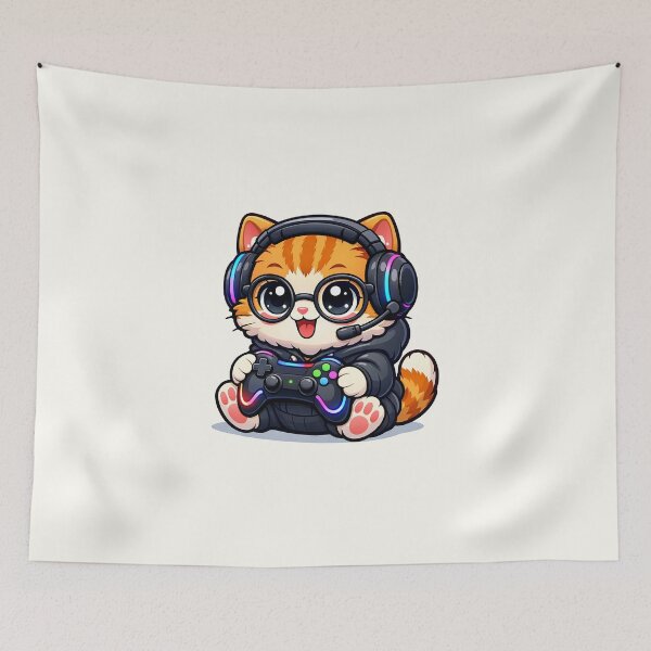 Item preview, Cute Gaming Cat designed and sold by HoopeStylee.