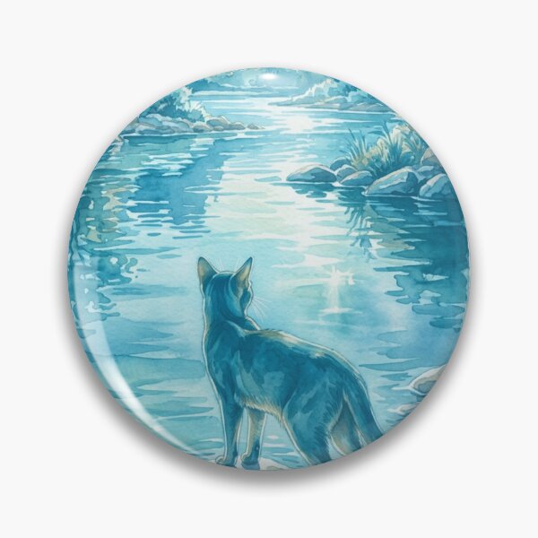 Item preview, Blue Watercolor River Cat - Zen Mountain Landscape (amadesign) designed and sold by AmaWearDesign.