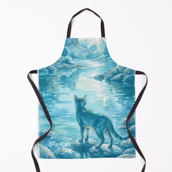 Item preview, Blue Watercolor River Cat - Zen Mountain Landscape (amadesign) designed and sold by AmaWearDesign.