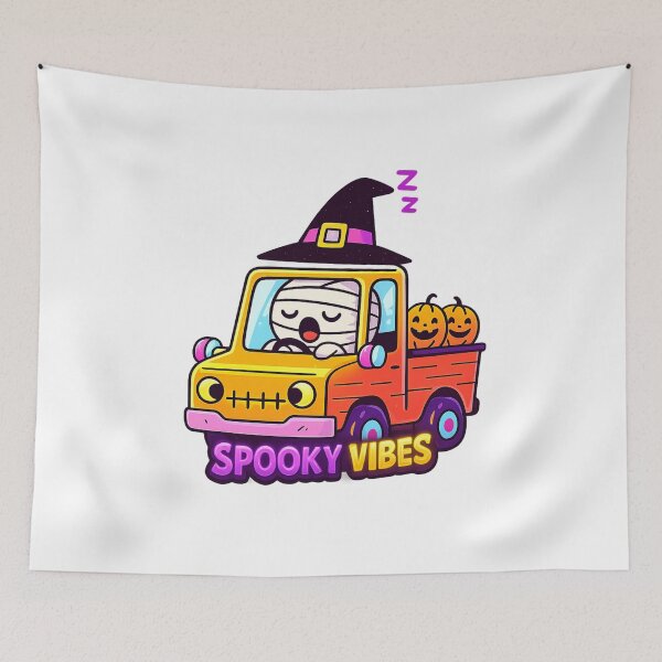 Aperçu de l'œuvre Ambiance effrayante : une momie au volant d'une voiture - Design d'Halloween créée et vendue par SoftSproutstu.