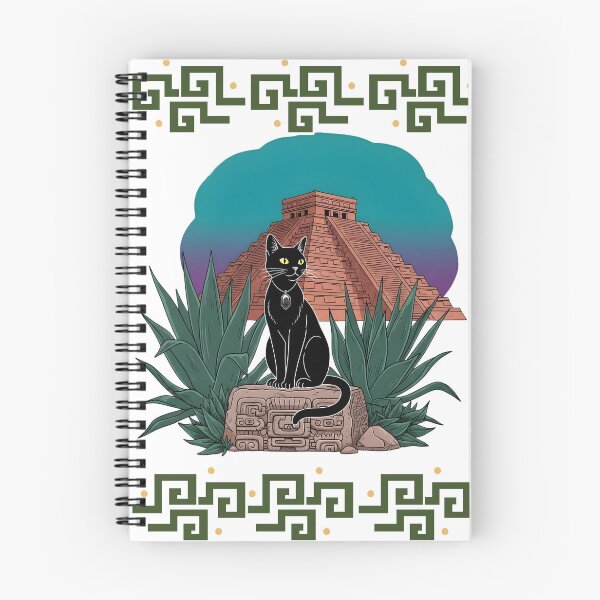 Item preview, Black Cat at Chichén Itzá – Mayan Pyramid Aesthetic Travel Illustration designed and sold by InfinitePawBond.