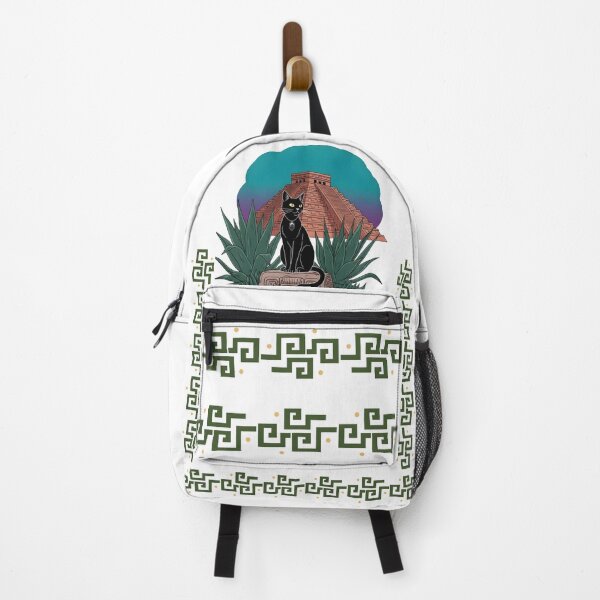 Item preview, Black Cat at Chichén Itzá – Mayan Pyramid Aesthetic Travel Illustration designed and sold by InfinitePawBond.