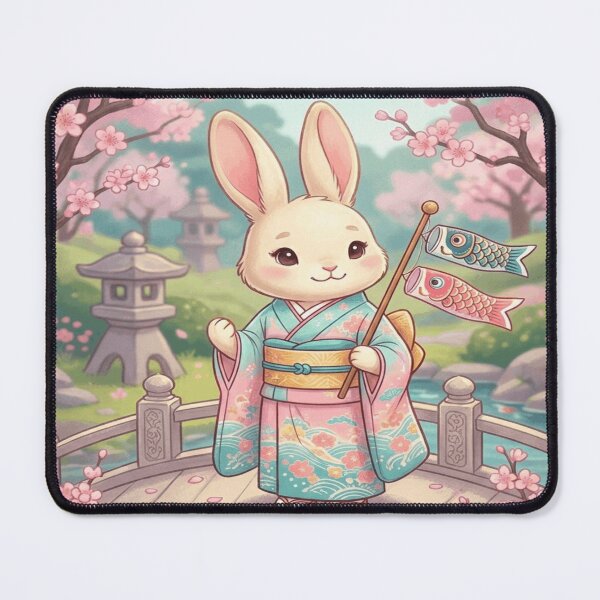 Item preview, The Kimono Bunny in Cherry Blossom Garden designed and sold by Northern Glow Art.