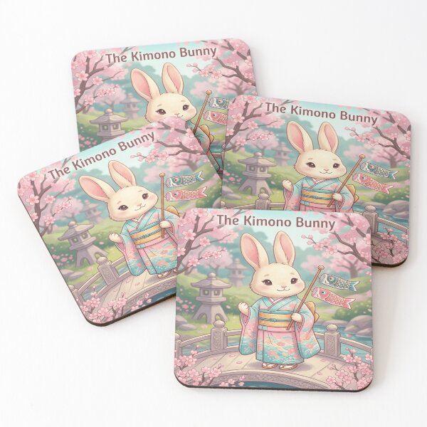 Item preview, The Kimono Bunny in Cherry Blossom Garden designed and sold by Northern Glow Art.