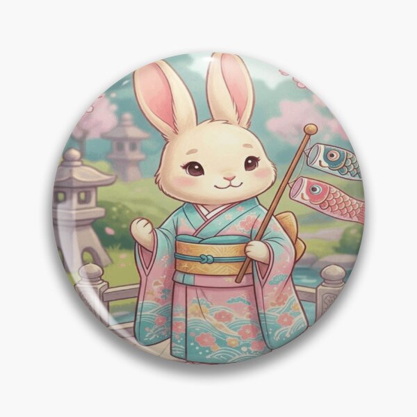 Item preview, The Kimono Bunny in Cherry Blossom Garden designed and sold by Northern Glow Art.