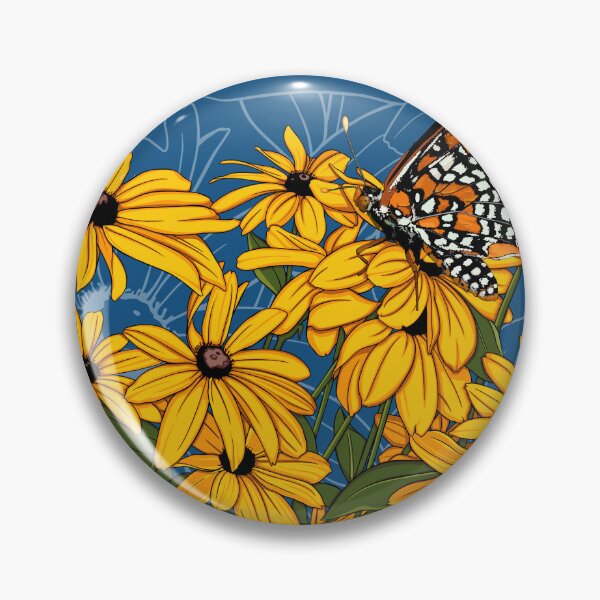 Item preview, Maryland State Flowers + Insects: Black-eyed Susans + Baltimore Checkerspot Butterfly designed and sold by Nikki Designs.