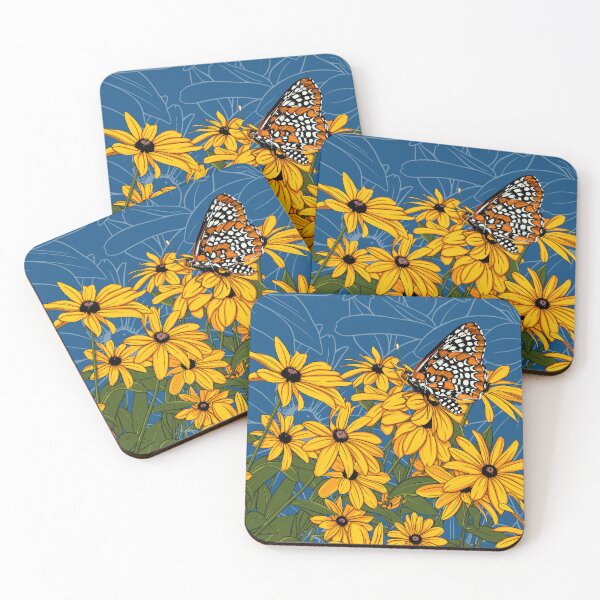 Item preview, Maryland State Flowers + Insects: Black-eyed Susans + Baltimore Checkerspot Butterfly designed and sold by Nikki Designs.