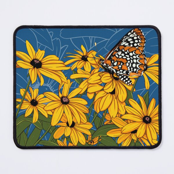Item preview, Maryland State Flowers + Insects: Black-eyed Susans + Baltimore Checkerspot Butterfly designed and sold by Nikki Designs.