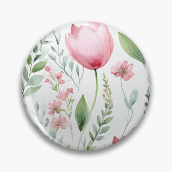 Item preview, TULIPS BLUSH pastel pink leafy botanicals watercolor leaves painting spring theme shades of pink designed and sold by navitalidesign.