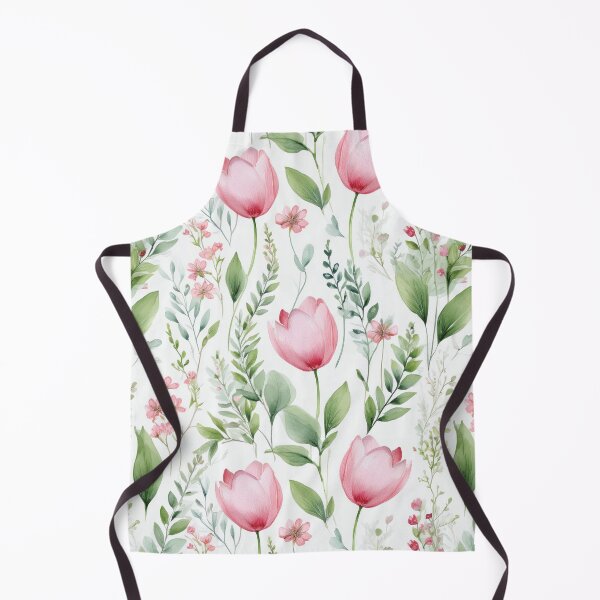 Item preview, TULIPS BLUSH pastel pink leafy botanicals watercolor leaves painting spring theme shades of pink designed and sold by navitalidesign.