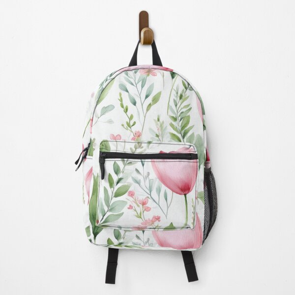 Item preview, TULIPS BLUSH pastel pink leafy botanicals watercolor leaves painting spring theme shades of pink designed and sold by navitalidesign.
