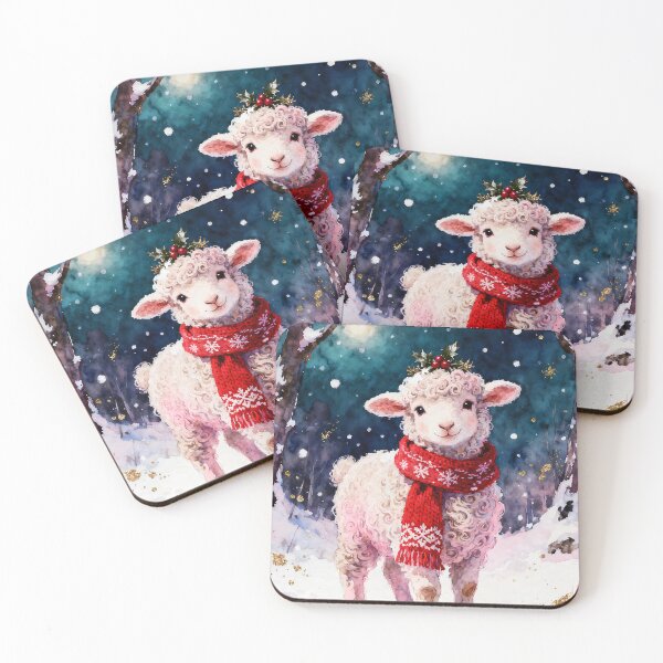 Item preview, Christmas Sheep in Snowy Forest designed and sold by soulfulpalette.
