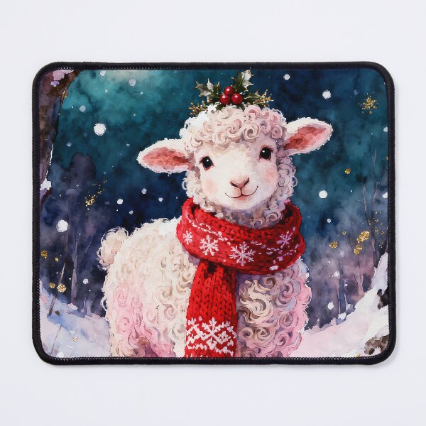 Item preview, Christmas Sheep in Snowy Forest designed and sold by soulfulpalette.