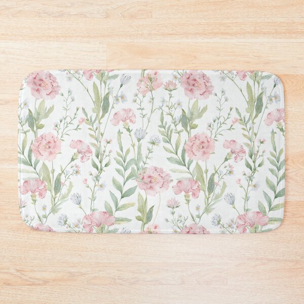 Item preview, CARNATIONS BLUSH pastel pink leafy botanicals watercolor leaves painting spring theme shades of pink designed and sold by navitalidesign.