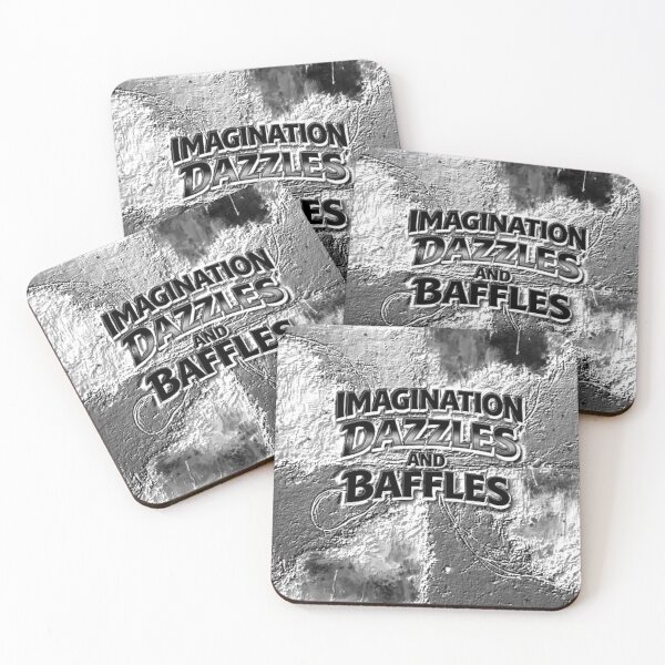 Item preview, imagination dazzles and baffles black and white typographic abstract design designed and sold by SmashingDeals.