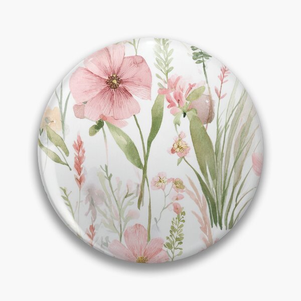 Item preview, WILDFLOWERS BLUSH pastel pink,  sage green leafy botanicals watercolor leaves painting spring theme shades of pink designed and sold by navitalidesign.