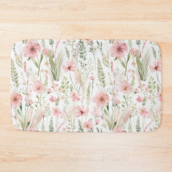 Item preview, WILDFLOWERS BLUSH pastel pink,  sage green leafy botanicals watercolor leaves painting spring theme shades of pink designed and sold by navitalidesign.