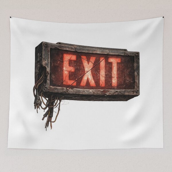 Item preview, Distressed Exit Sign with Exposed Wires designed and sold by jgvisualarts.