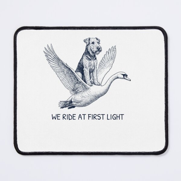 Item preview, We Ride at First Light Funny Airedale Terrier Mute Swan Dog Lover designed and sold by DoodleTortle.