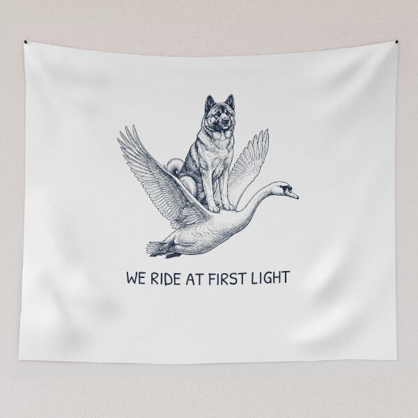 Item preview, We Ride at First Light Funny Akita Mute Swan Dog Lover designed and sold by DoodleTortle.